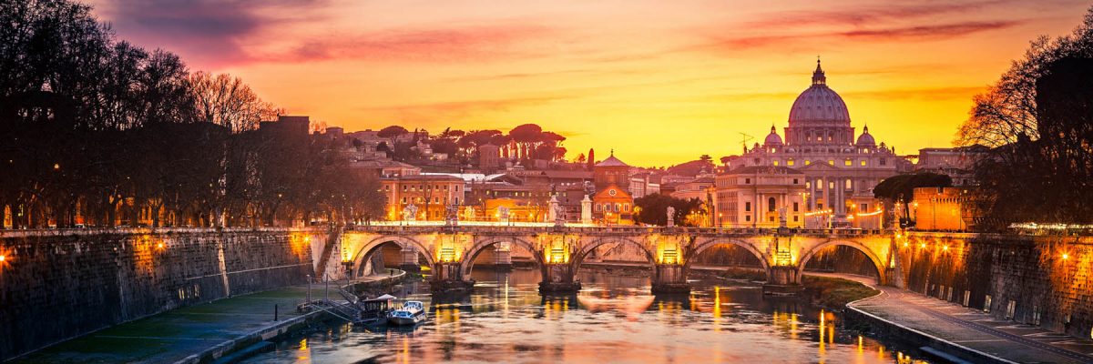 Canvas 50×150 sunset in rome