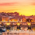 Canvas 50×150 sunset in rome